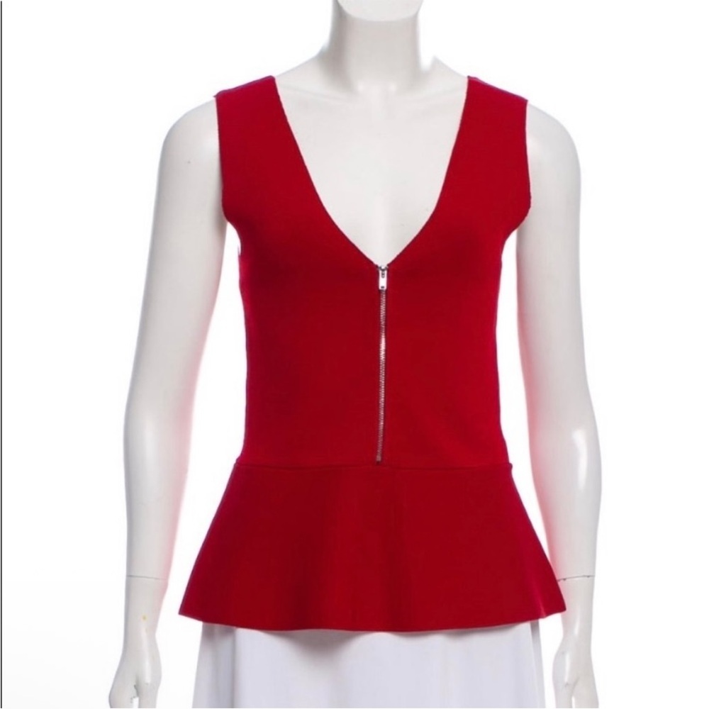 A.L.C Jody red Peplum top , heavy knit sweater material size XS